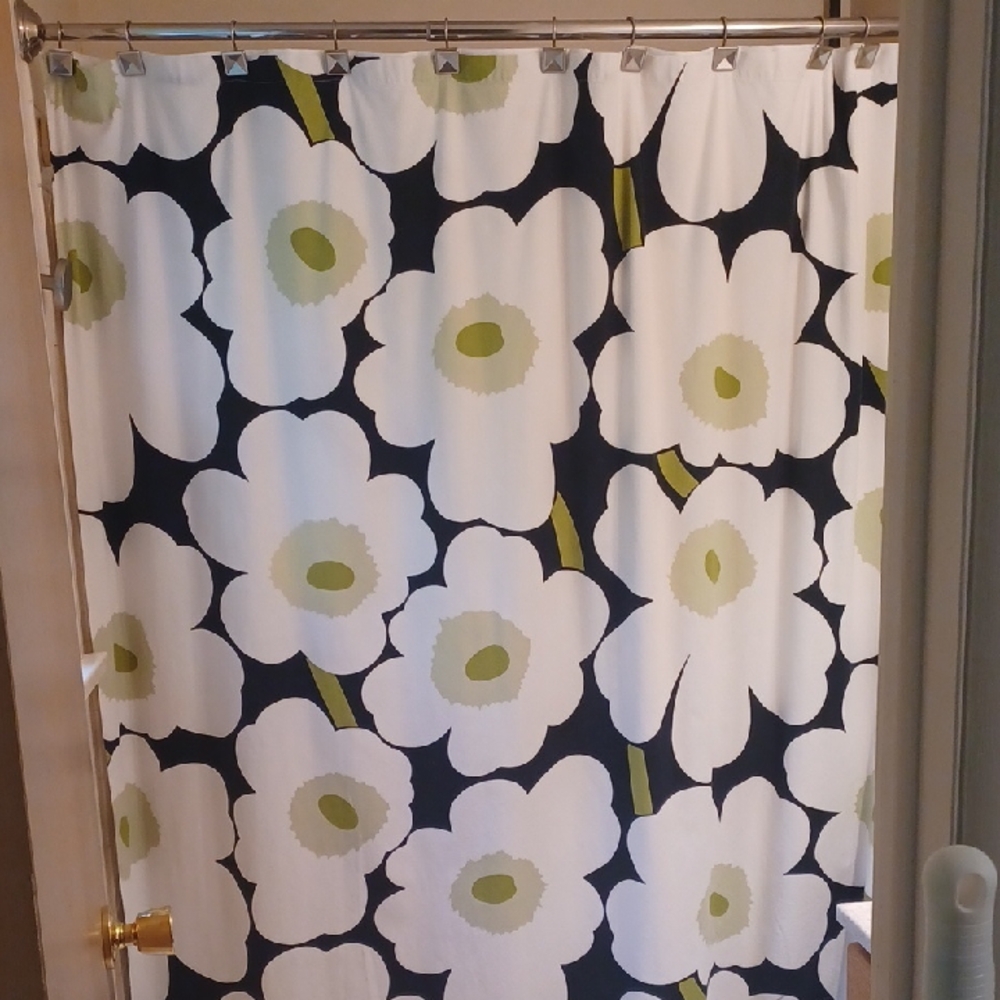 MARIMEKKO Unikko Black And Green Shower Curtain #213-007